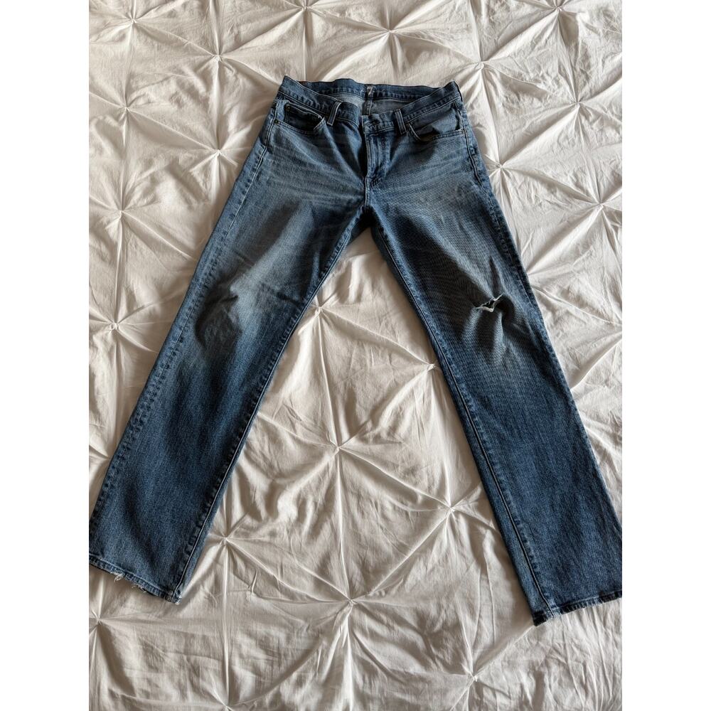 7 For All Mankind Men Jeans 32x34 Medium Wash Straight Leg As-Is Repair Upcycle